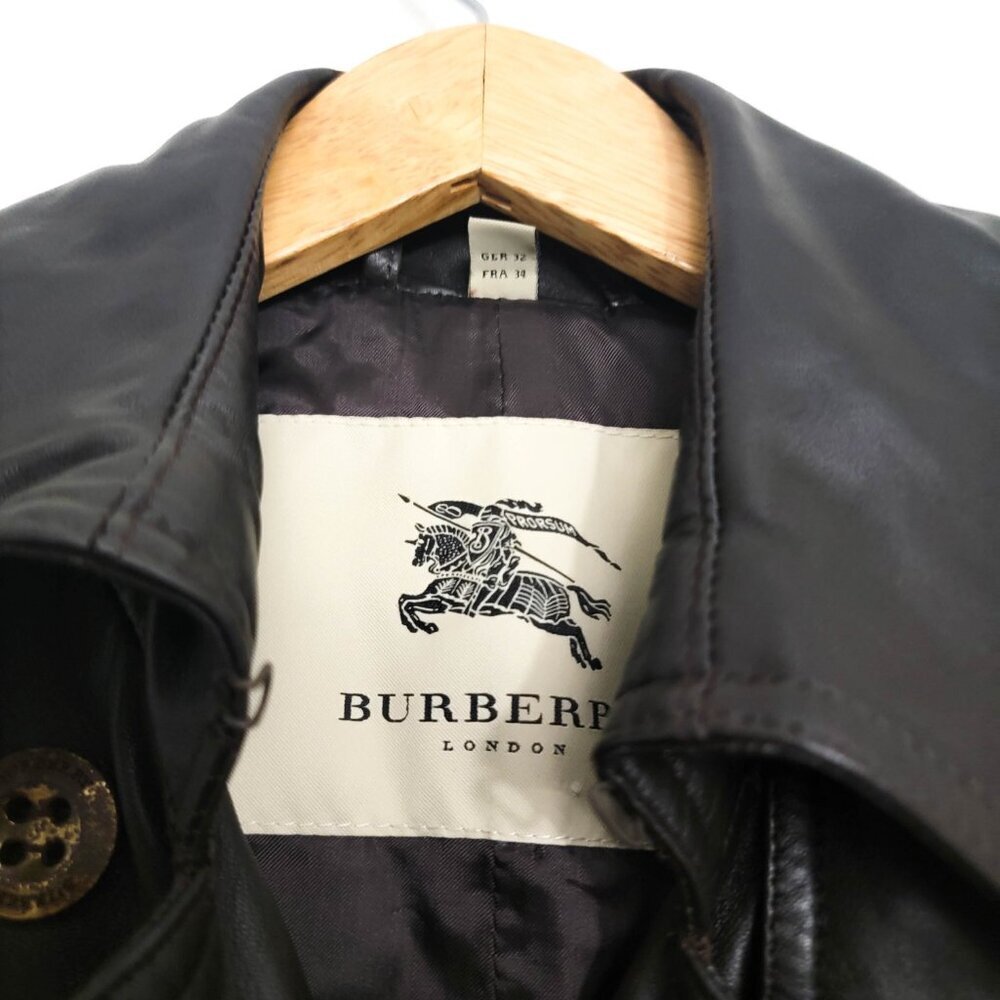 Burberry Belted Leather Trenchcoat in Dark Brown 2 - Picture 11 of 11